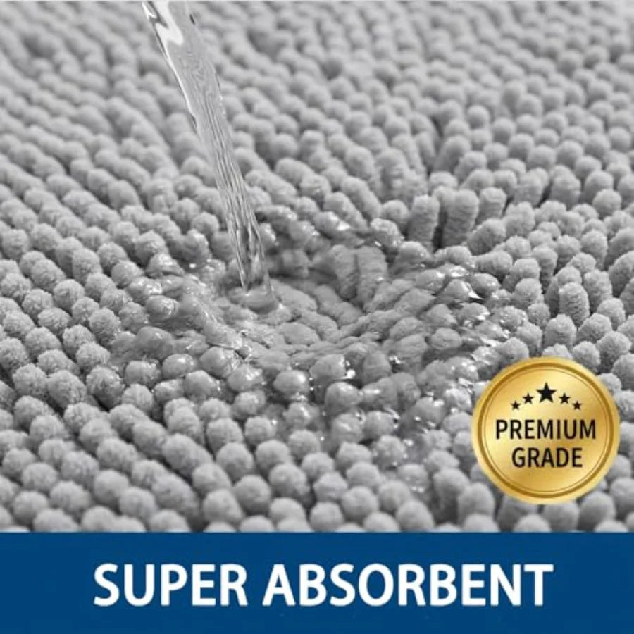 Chenille Bathroom Rug Sets With Non-Slip Backing
