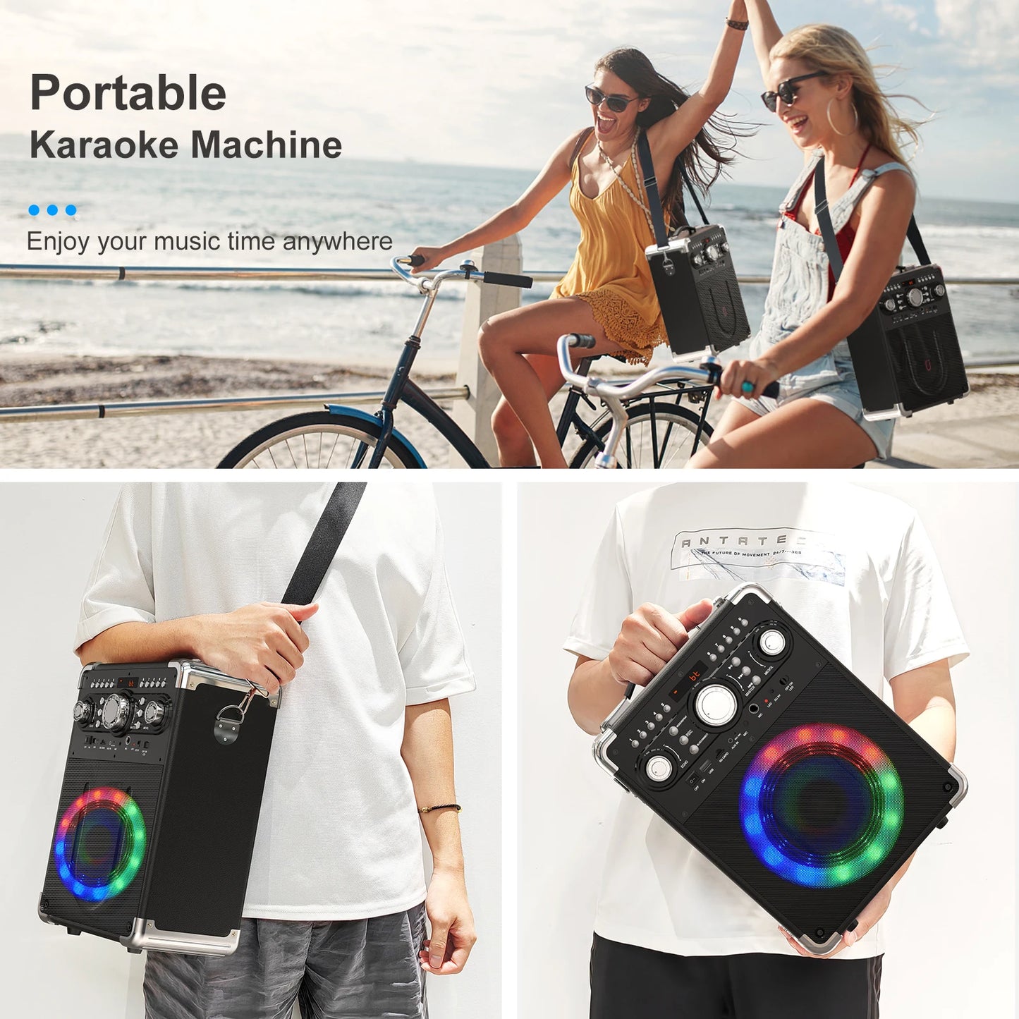 FanFun Karaoke Machine With 3 Mics And DJ Disco Ball