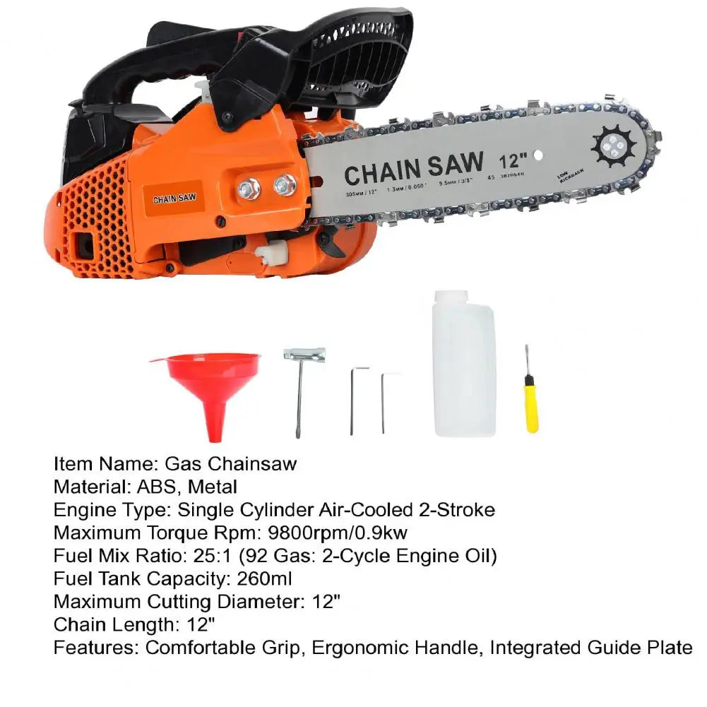 Portable 2-Stroke Gas Chainsaw 25cc Handheld Logging Saw