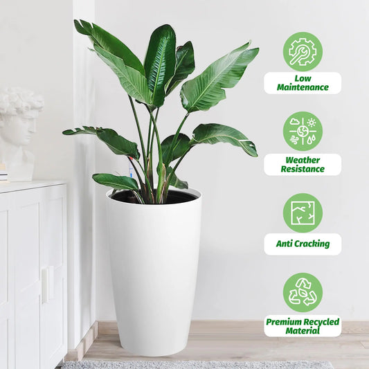 HiMISS Self Watering Planters Set Of 2 With Water Level Indicator Indoor Outdoor