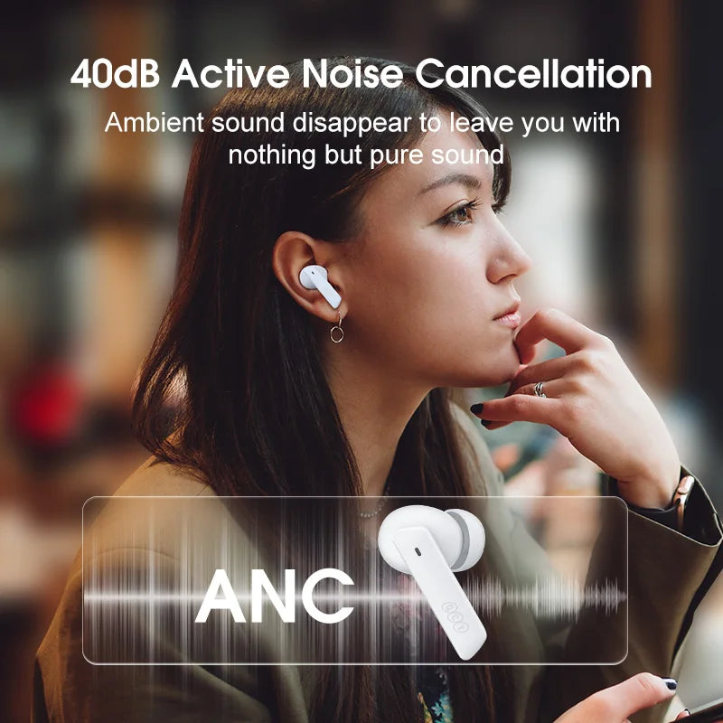 QCY HT05 ANC Wireless Earphones 40dB Noise Cancellation Bluetooth 5.2