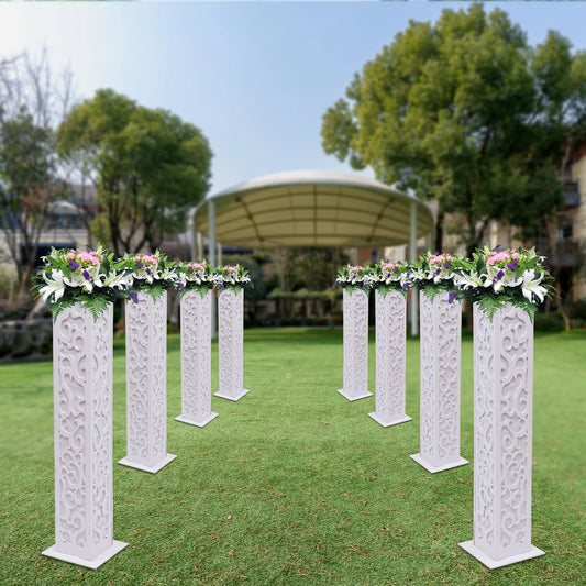 Wedding Flower Column Stand With LED Cloud Pattern Outdoor Decor