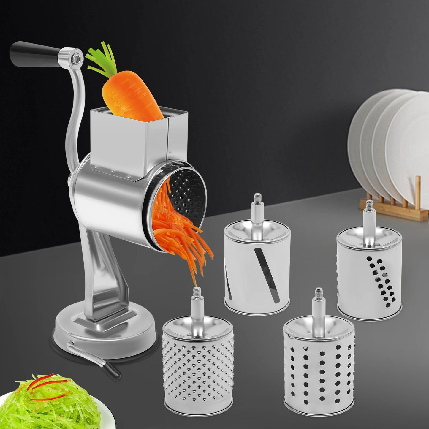 Rotary Grater 5-Blade Stainless Steel Manual Slicer