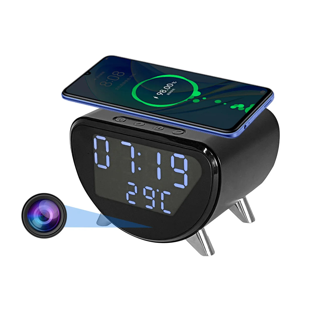 Ouvis 4K WiFi Clock Camera With Wireless Charging App Control