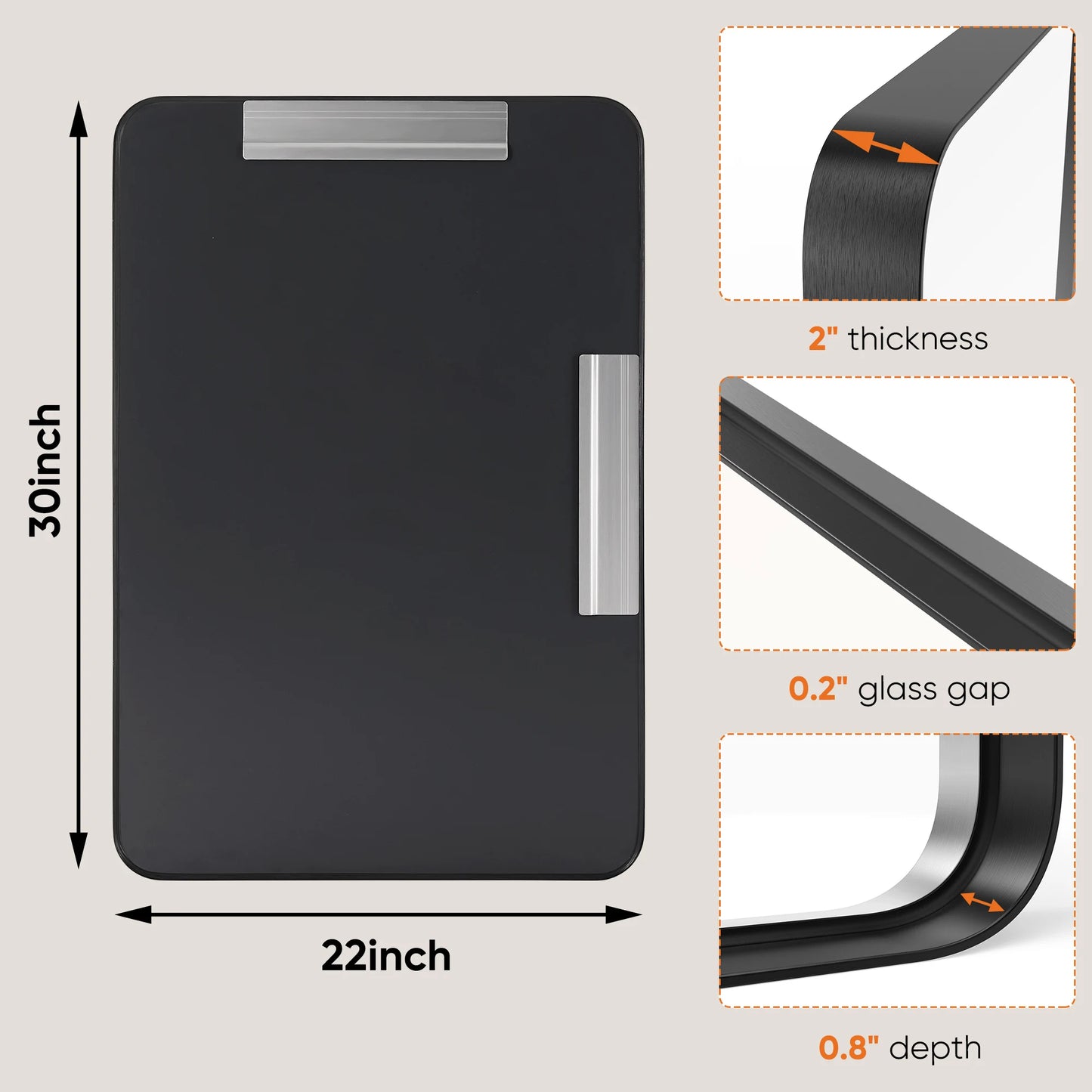 JHK Matte Metal Framed Bathroom Mirror Wall Mounted