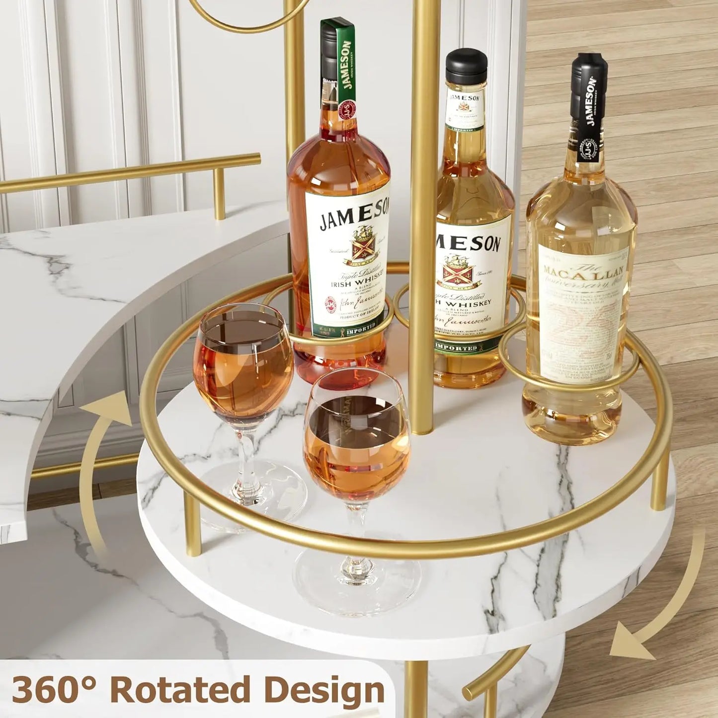 HobbyLane Bar Cart With 4-Tier Storage On Wheels For Entertaining