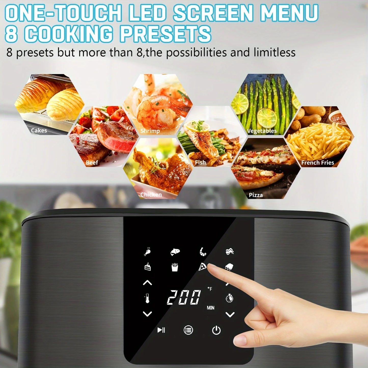 KitCook 1500W Air Fryer Digital Touch Screen 8 Presets
