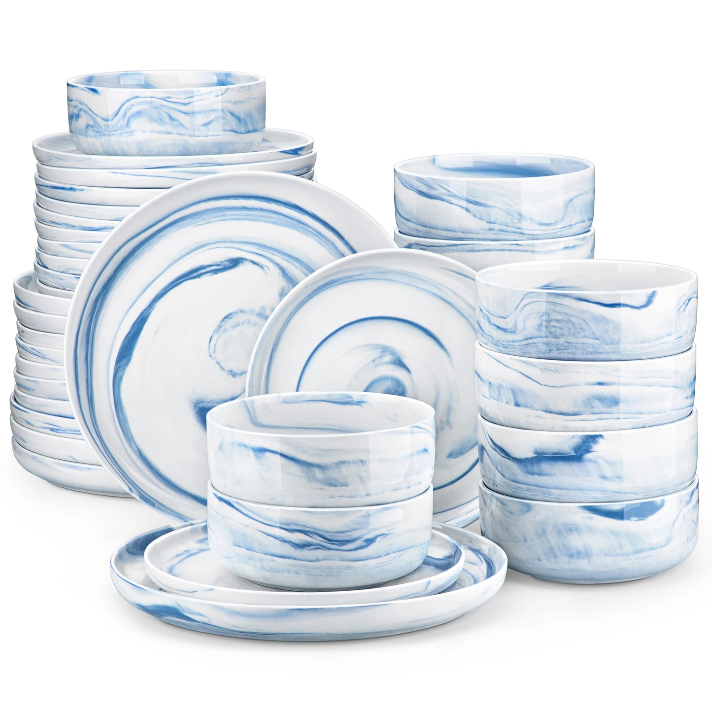 MALACASA Porcelain Dinnerware Set Elegant Everyday Tableware