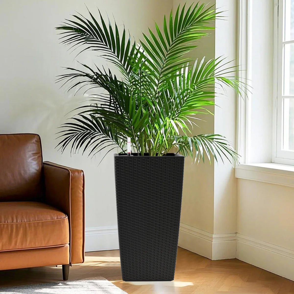 Self-Watering Plant Pot With Drainage Holes Tray Water Level Monitor