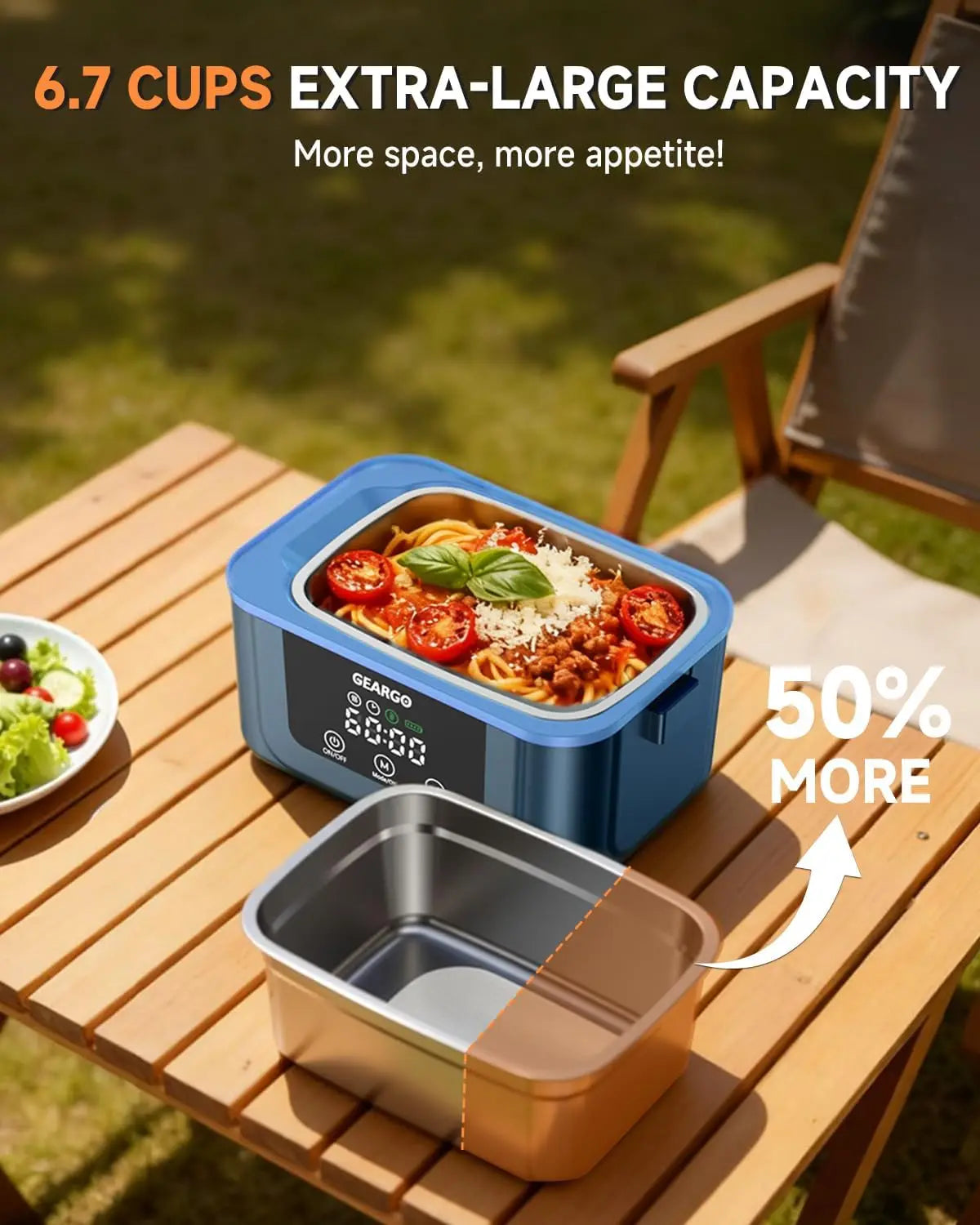 Cordless Electric Lunch Box Self Heating With Ice Crystal Box