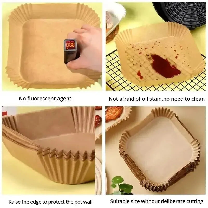 Air Fryer Disposable Paper Liners Pack 50 Nonstick Parchment