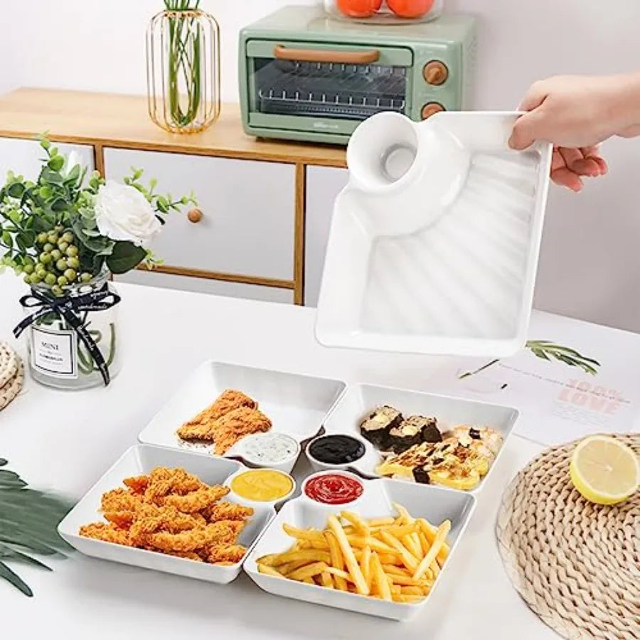 Plastic Chips and Dip Plate Set with Dipping Saucer