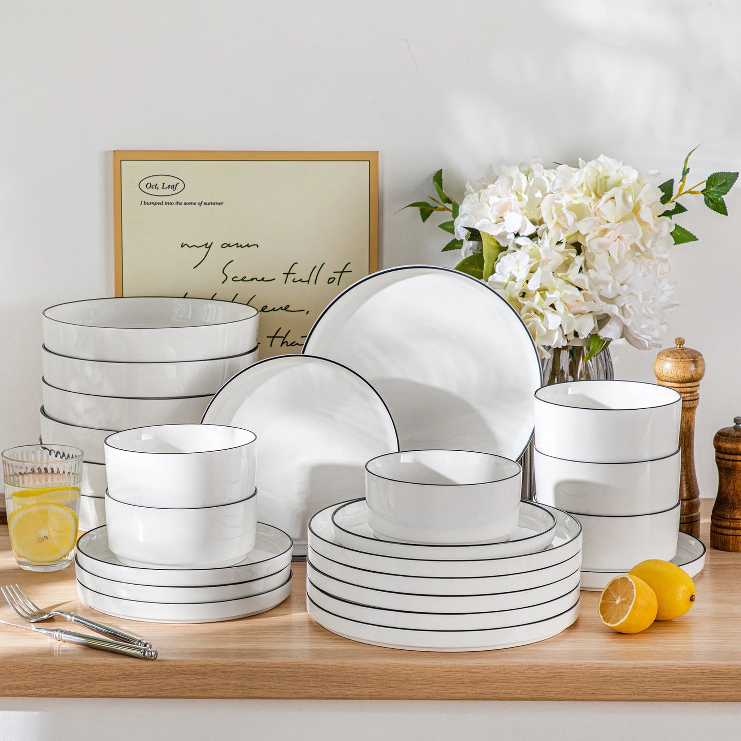 MALACASA Ceramic Dinner Plate Set Everyday Dinnerware