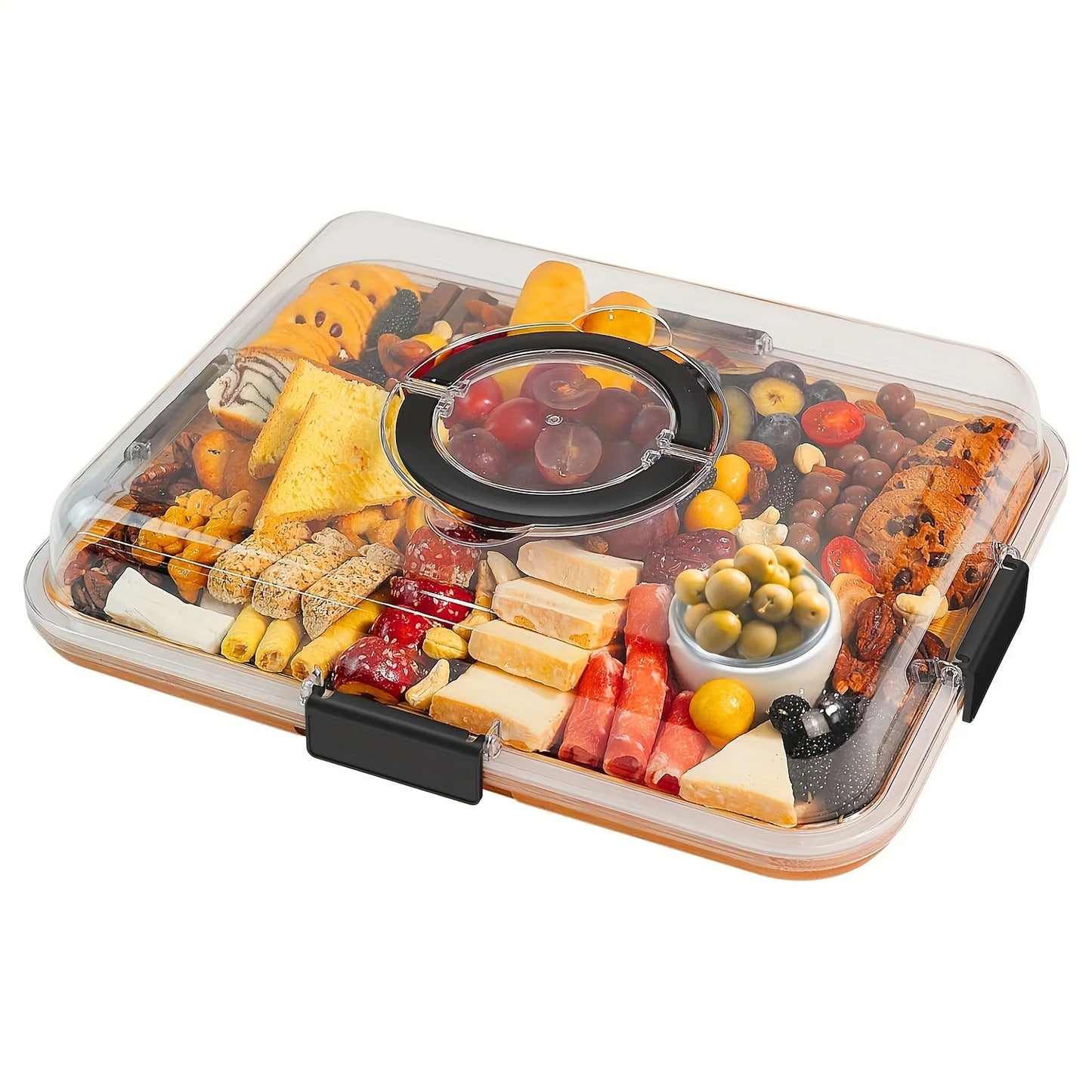 Vancasso Bamboo Cheese Tray With Transparent Acrylic Lid