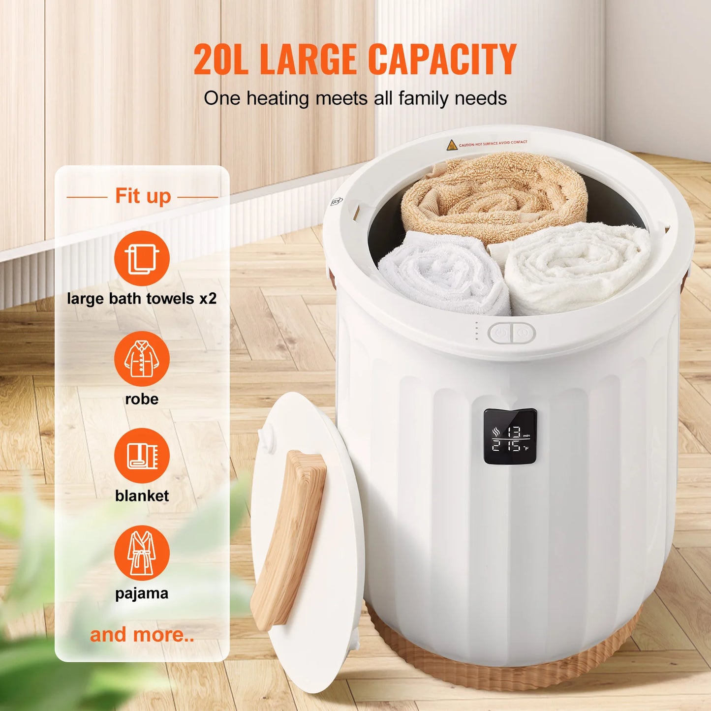 SucceBuy 20L Large Capacity Floor Towel Warmer With Led Display