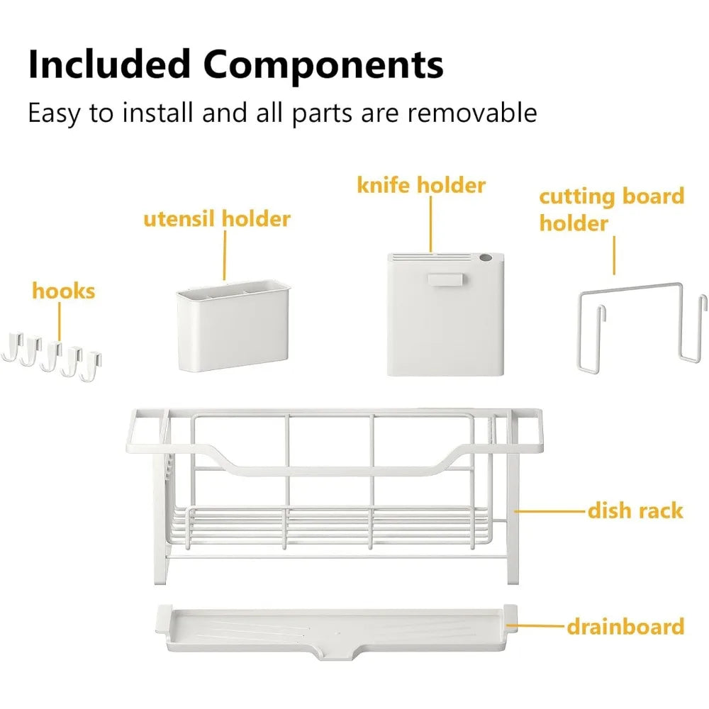 NBVCX Narrow Auto Drain Dish Rack With Removable Cutlery Basket