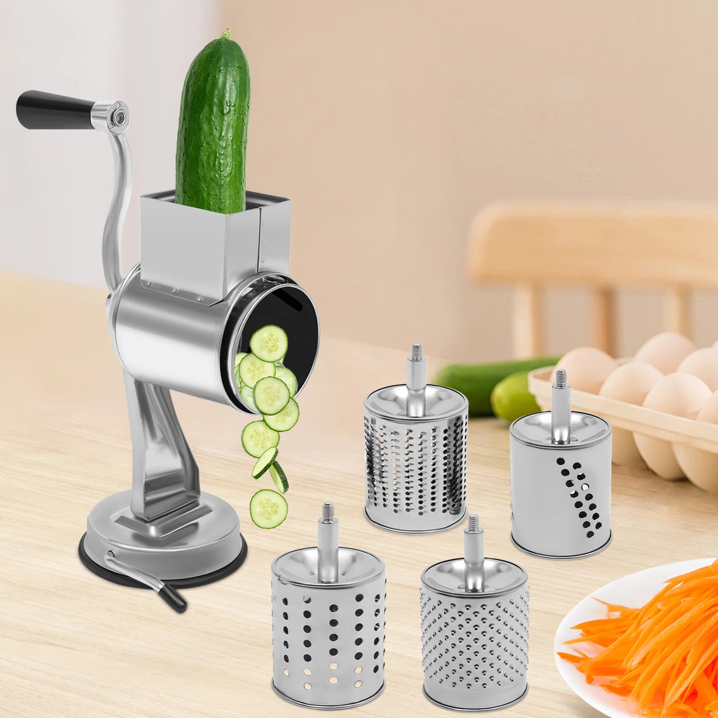 Rotary Grater 5-Blade Stainless Steel Manual Slicer