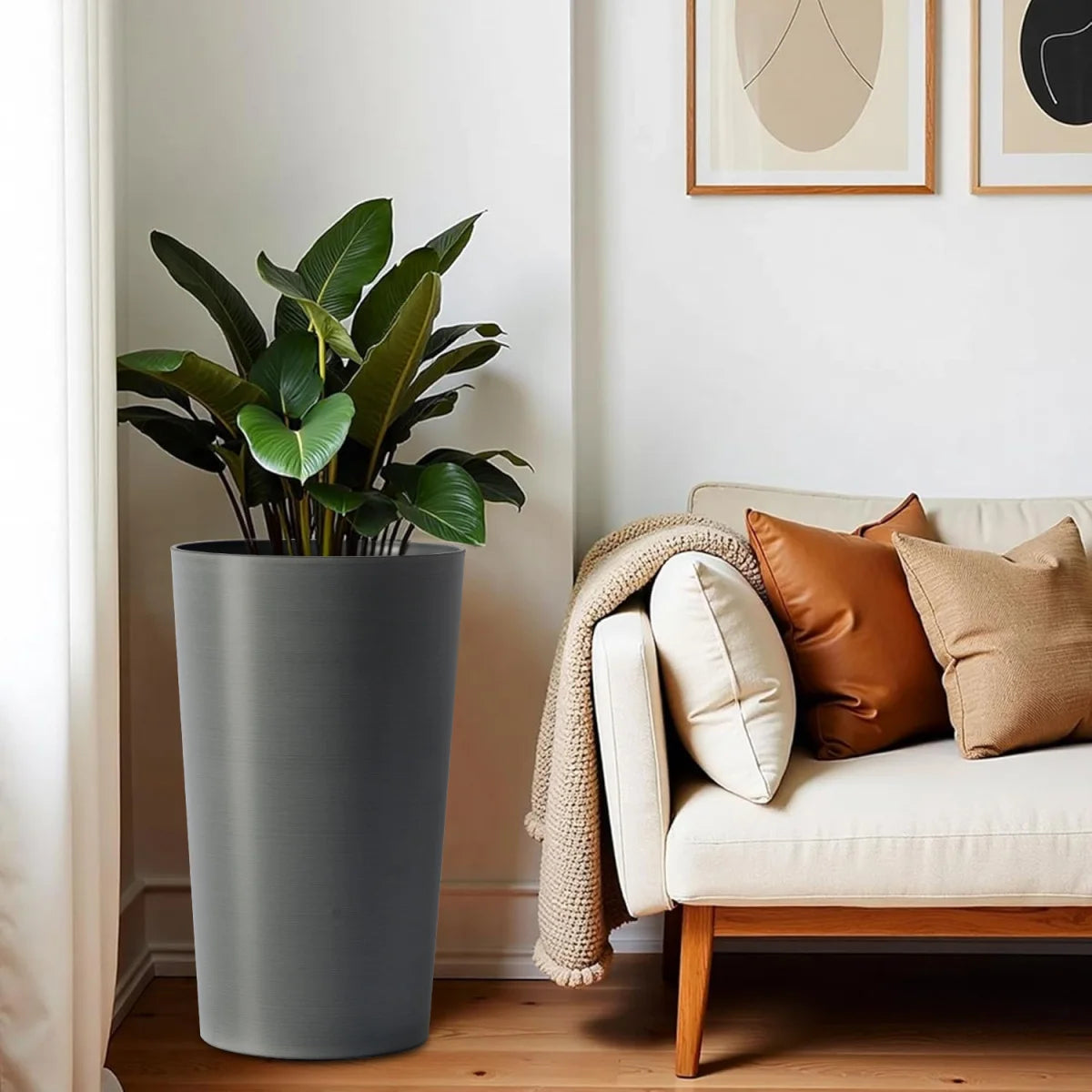 Self-Watering Plant Pot With Drainage Holes Tray Water Level Monitor