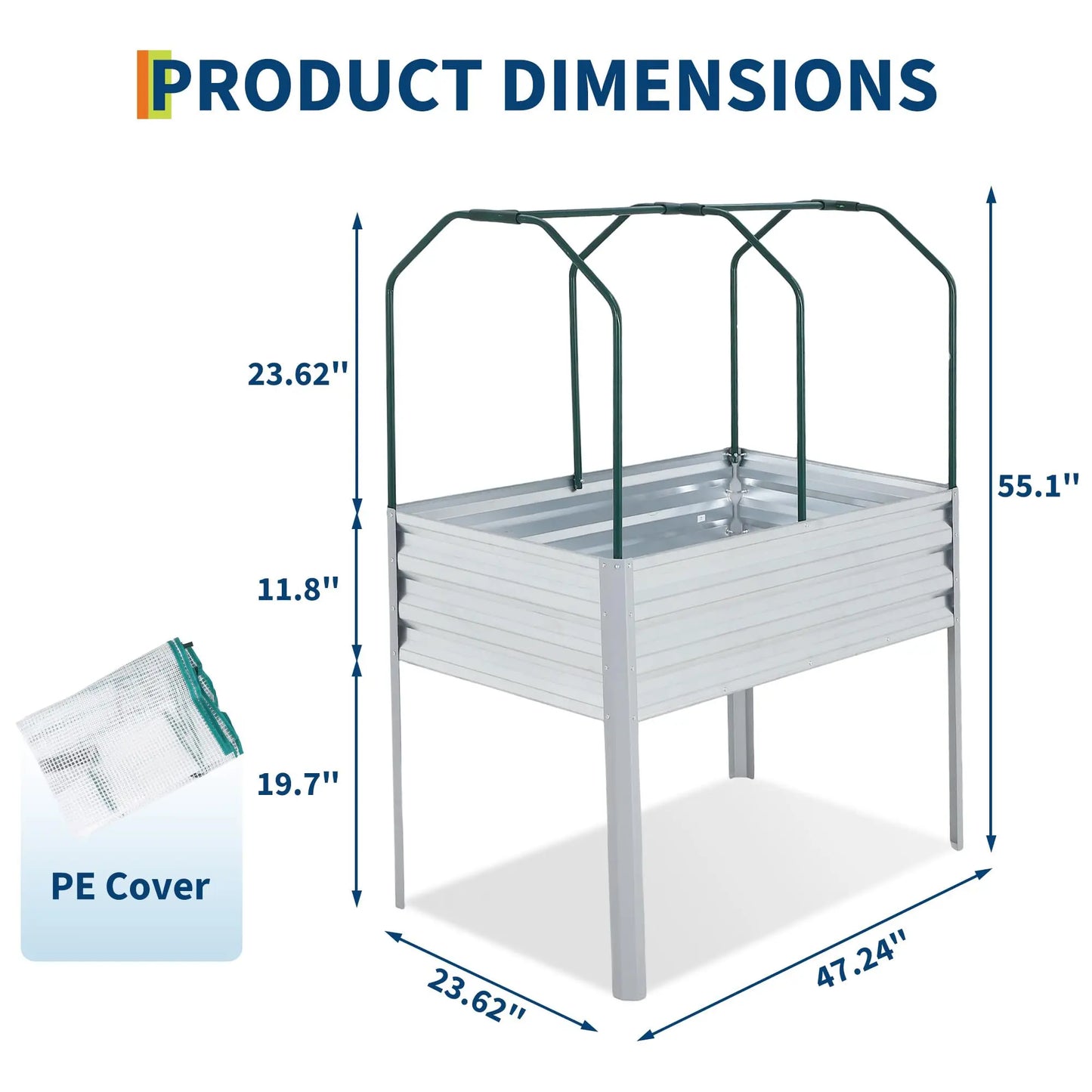 HiMISS Galvanized Raised Garden Bed With Cover And Legs For Vegetables And Herbs