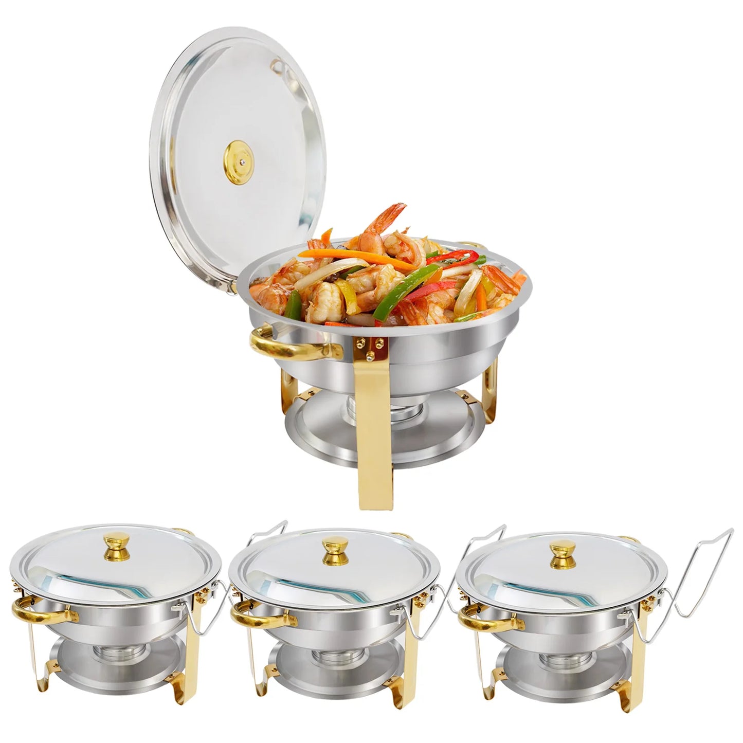 Stainless Steel Chafing Dish Buffet Set With Half Gold Plating