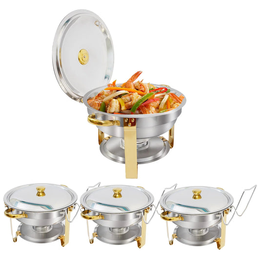 Stainless Steel Chafing Dish Buffet Set With Half Gold Plating