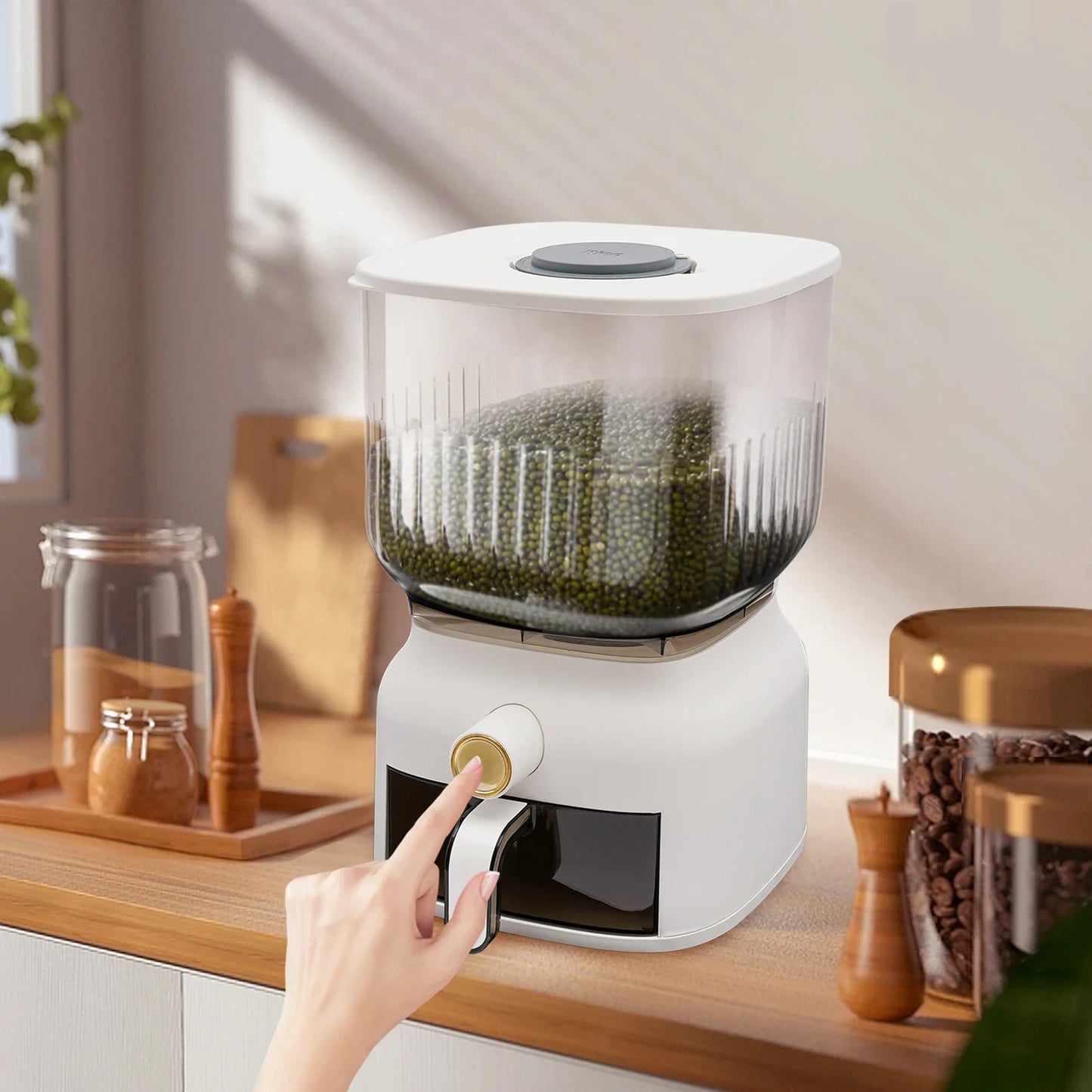 Large Rice Dispenser And Sealed Grain Storage Container For Kitchen