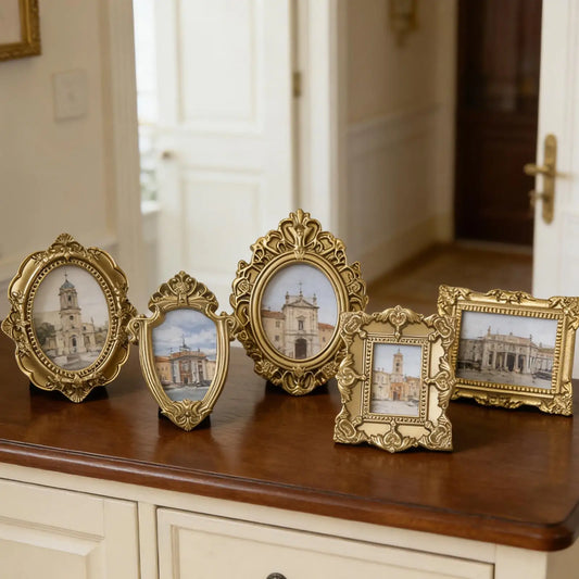 Vintage Resin Miniature Picture Frames 5 Pcs for Dollhouse Display