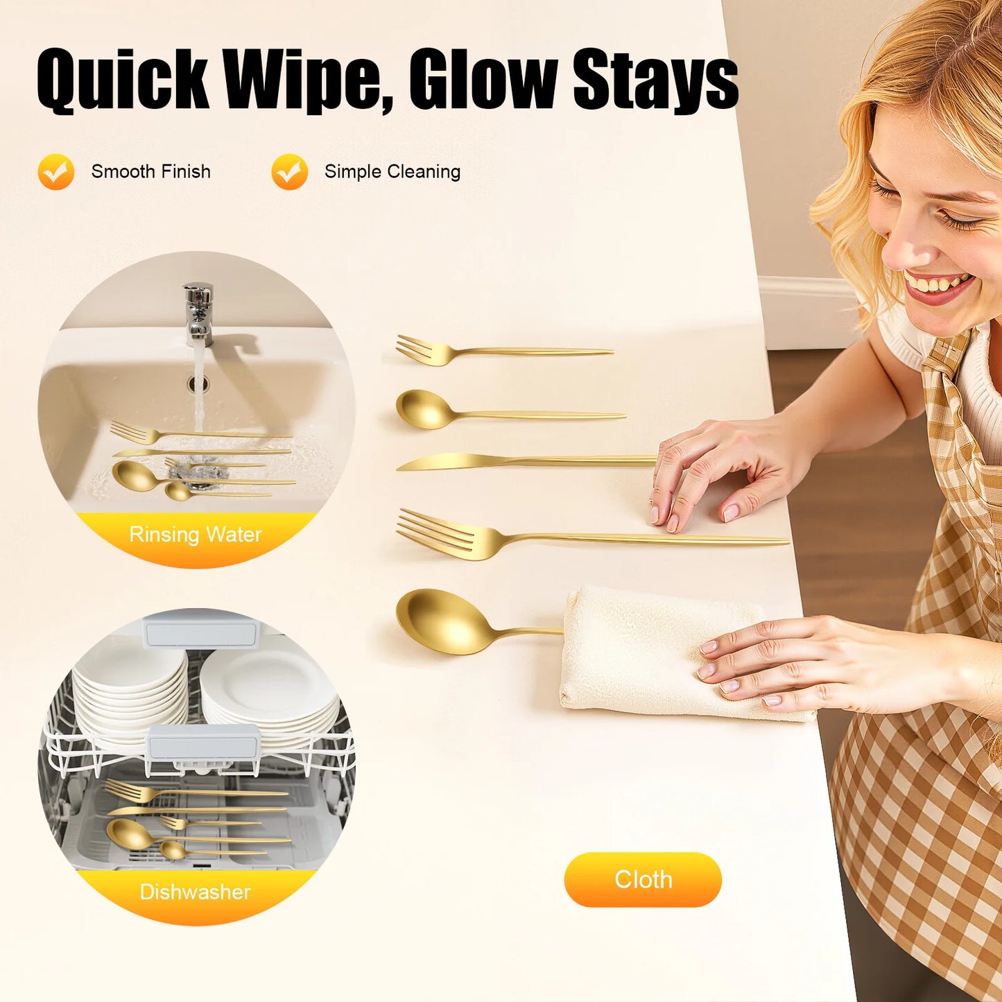 Titanium-Plated Stainless Steel Flatware Set For Weddings Dishwasher Safe