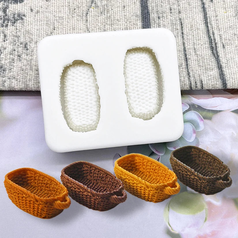 Basket Shape Silicone Sugar Craft Mould For Fondant Cake Decorating