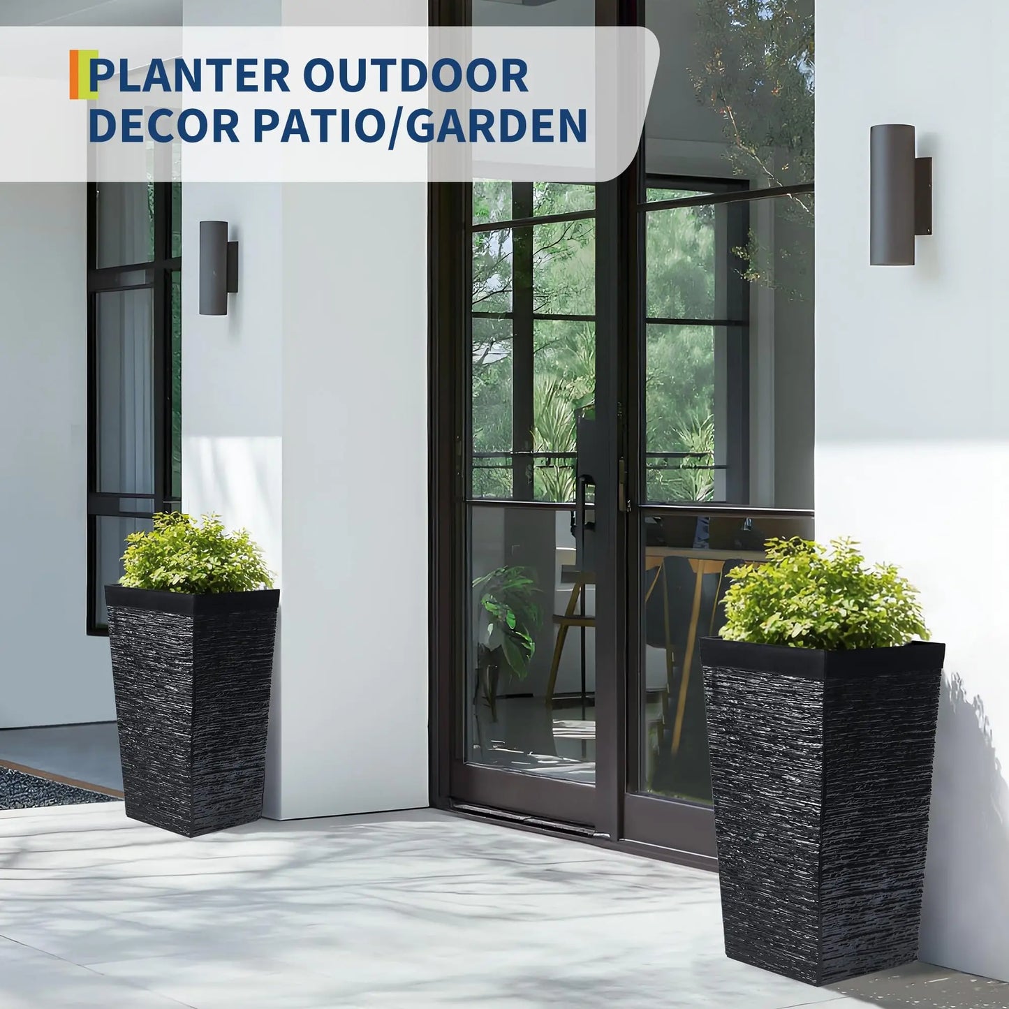 HiMISS Self Watering Planters Set Of 2 For Outdoor Porch