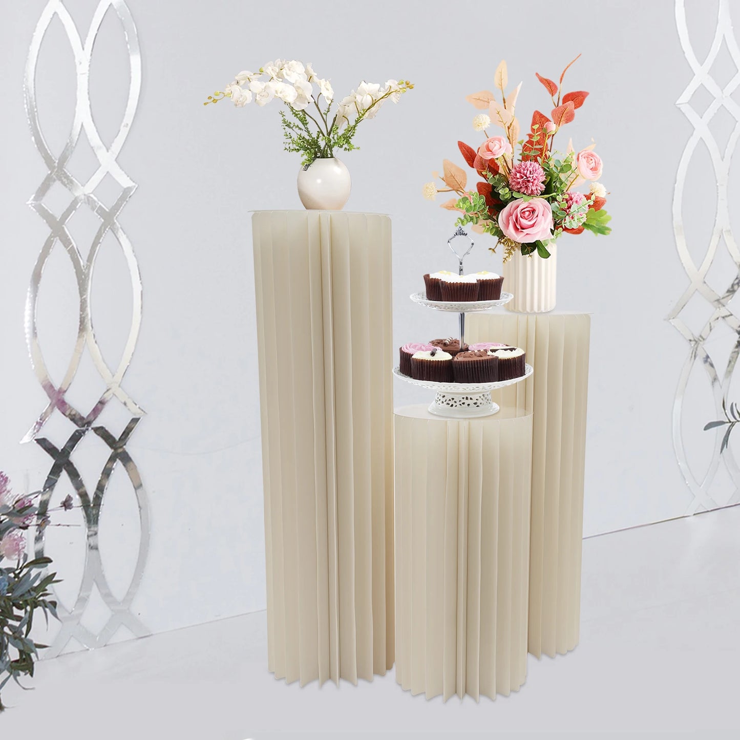 Foldable Cardboard Centerpiece Display Stand For Weddings And Parties