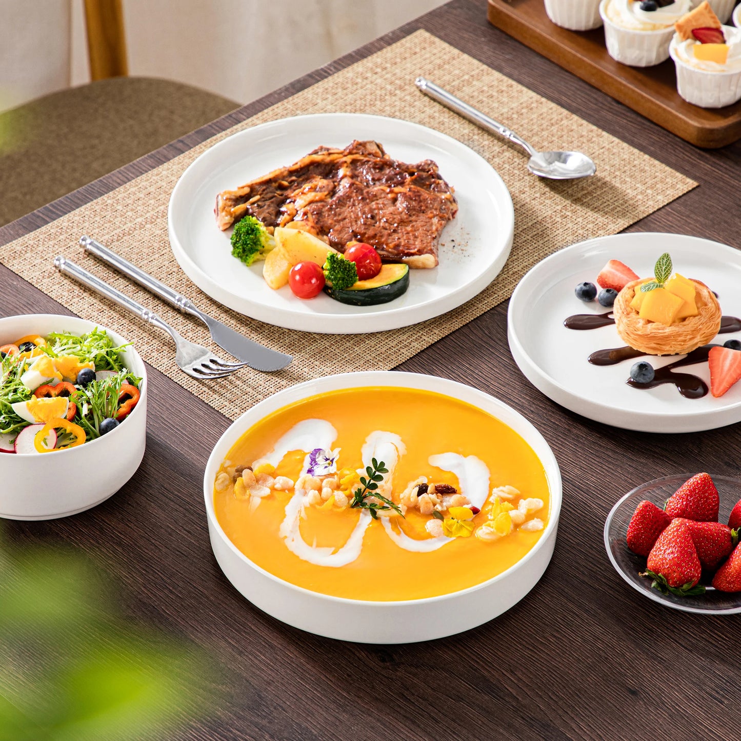 MALACASA Ceramic Dinner Plate Set Everyday Dinnerware
