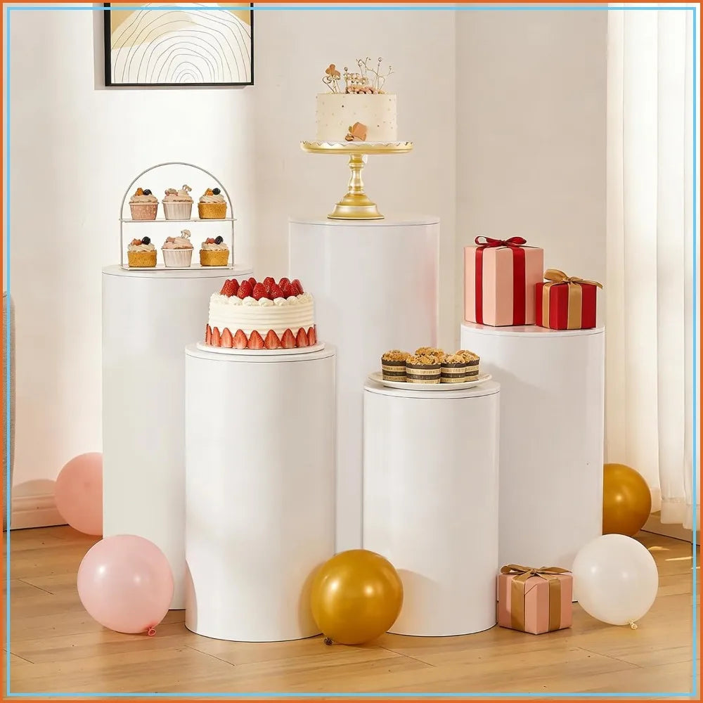 Five Cylinder Pedestal Stands for Party Wedding Cake Table Decor