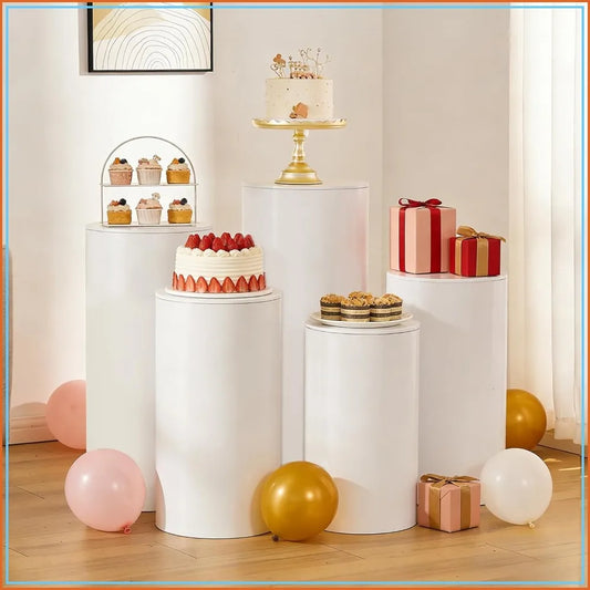 Five Cylinder Pedestal Stands for Party Wedding Cake Table Decor