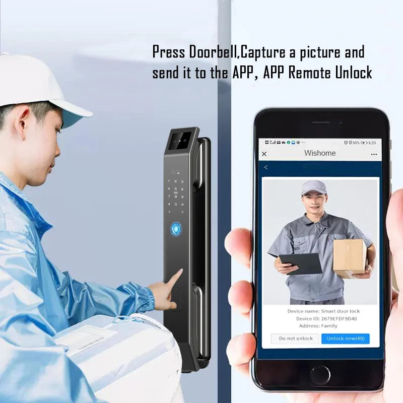 YKESDL 3D Face Recognition Fingerprint Door Lock With Camera
