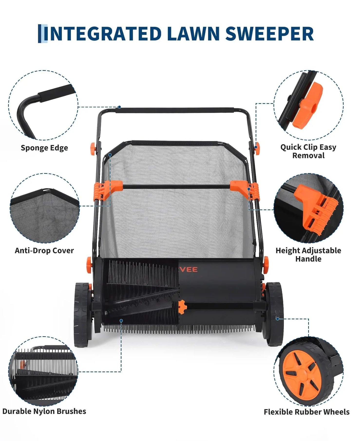 Studyset Heavy-Duty Push Lawn Sweeper With Mesh Bag