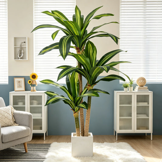 Dracaena Artificial Tree In Pot Realistic Indoor Outdoor Decor Gift