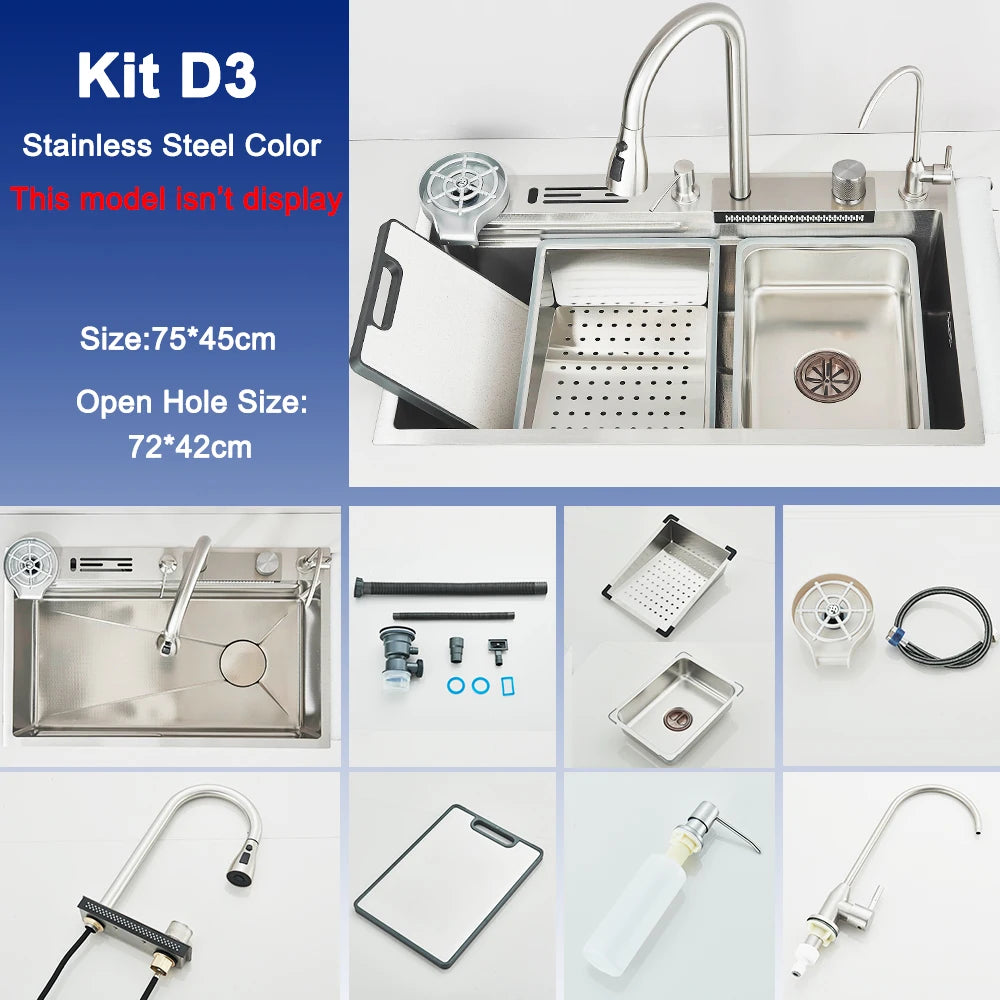 Rozin Stainless Steel Kitchen Sink With Faucet Single Bowl