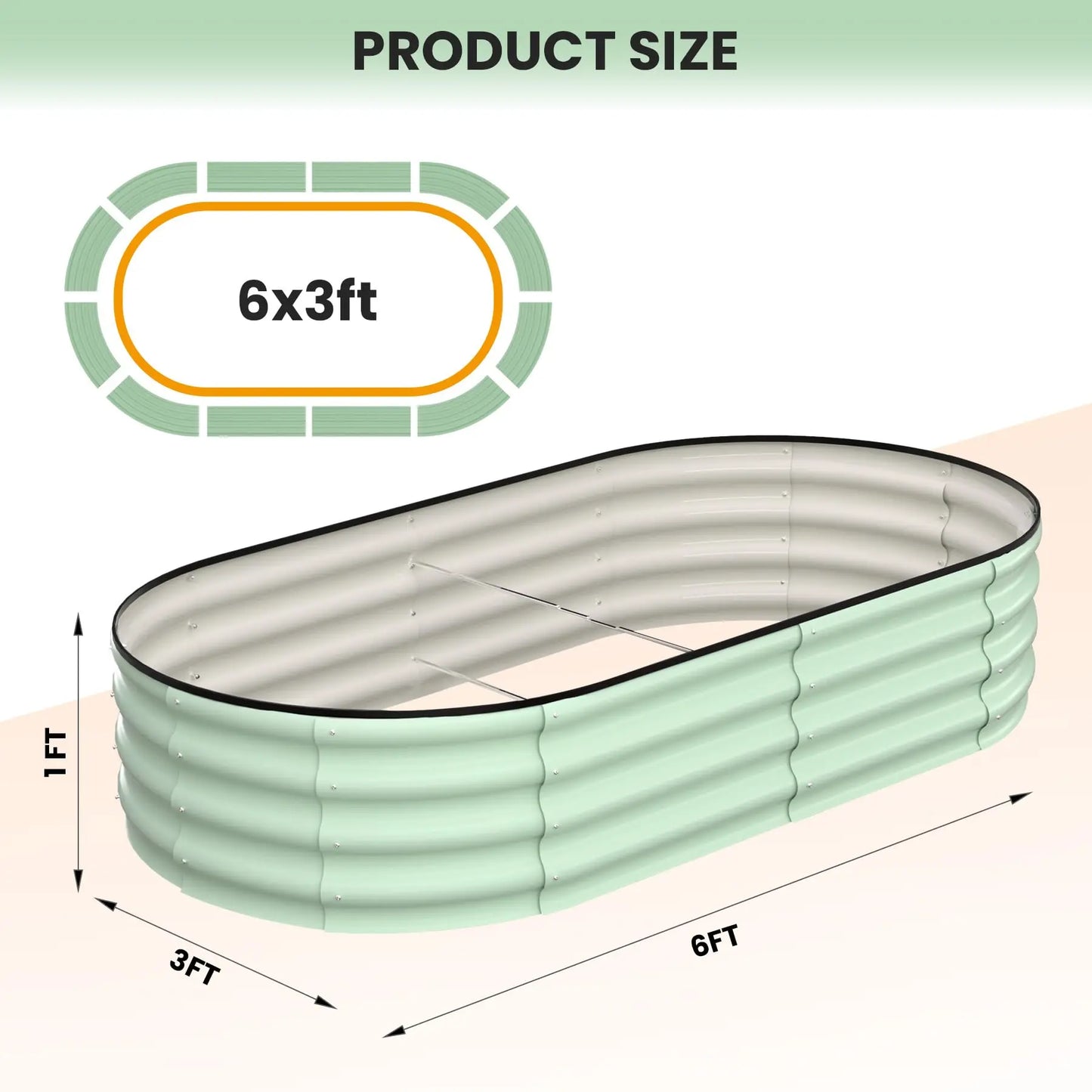 HiMISS 2 Pack Oval Galvanized Steel Raised Garden Bed