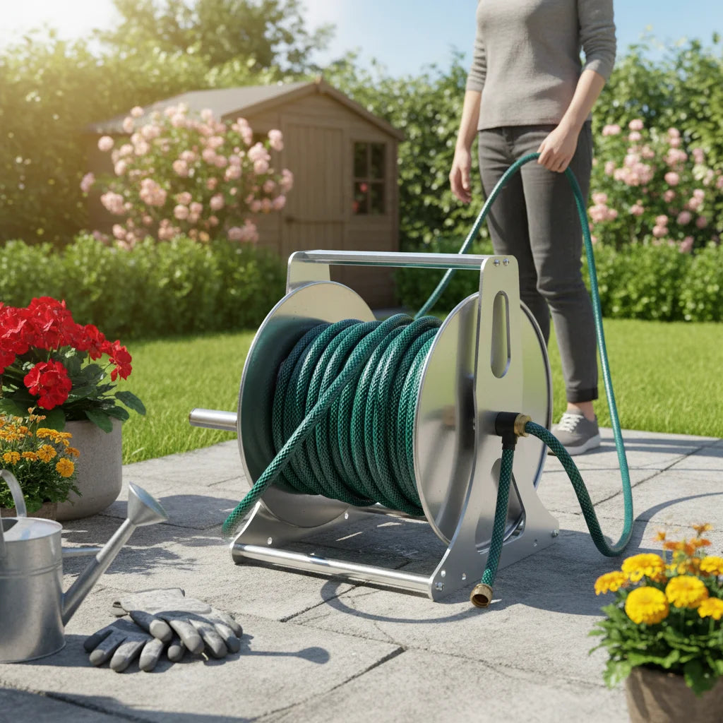 Heavy Duty Water Hose Reel With Garden Hose Storage Rack