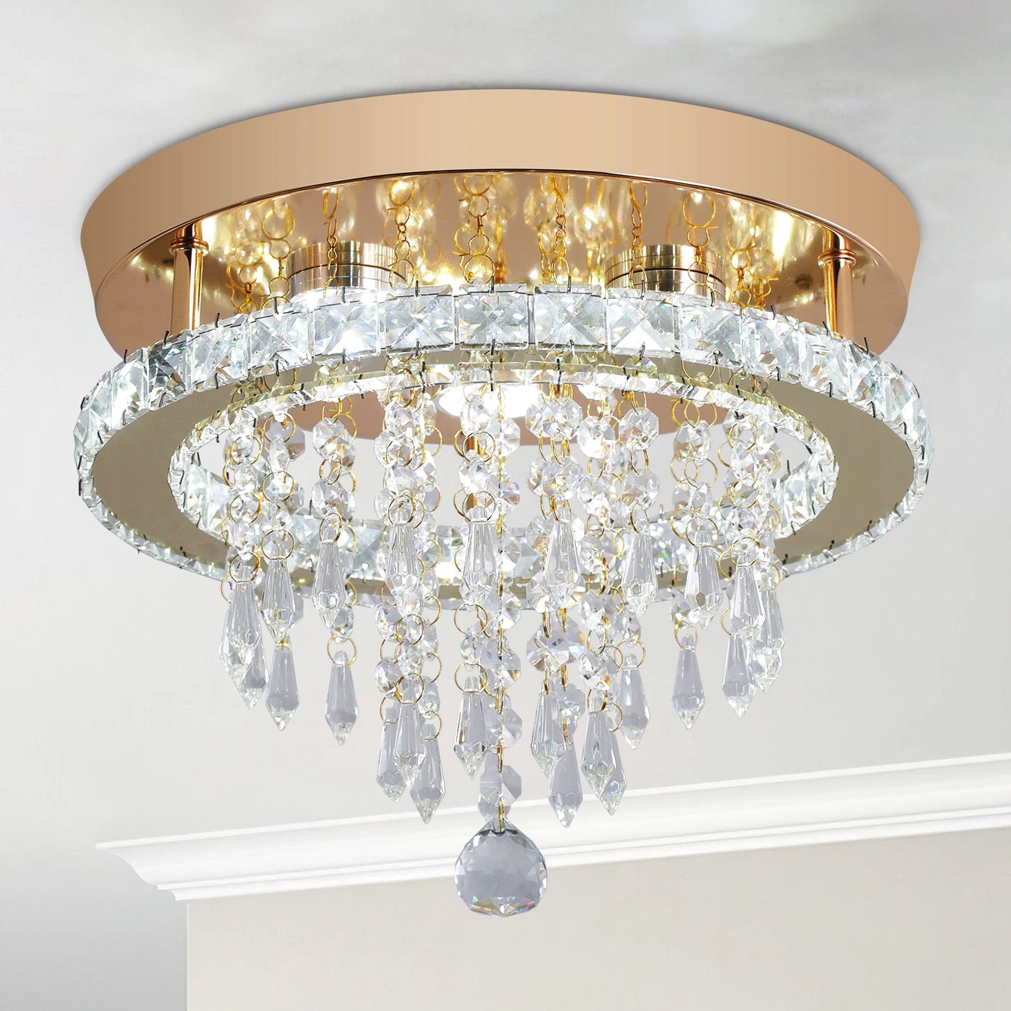 GreeLustr Luxury Crystal Chandelier Modern Gold Led Ceiling Light