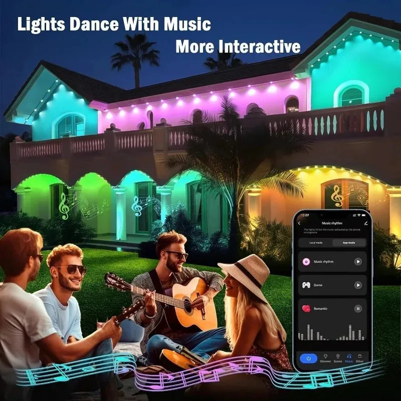 Smart RGBIC Outdoor LED String Lights With 75 Scene Modes