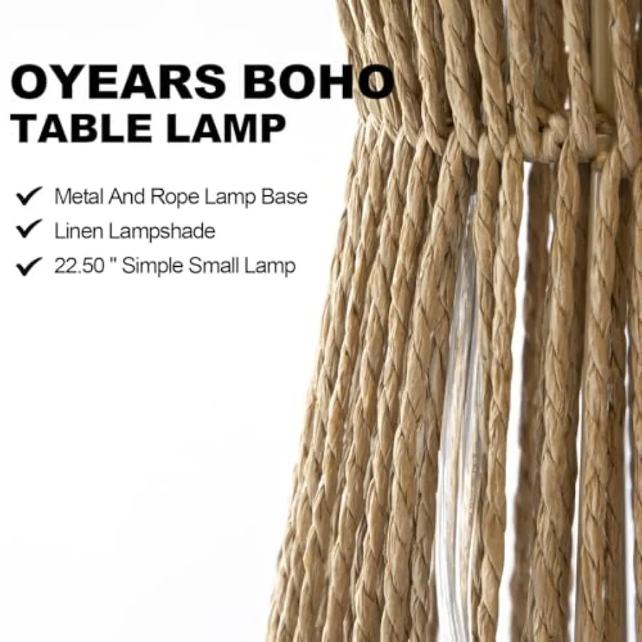 Boho Rattan Table Lamps Set Of Two For Living Room