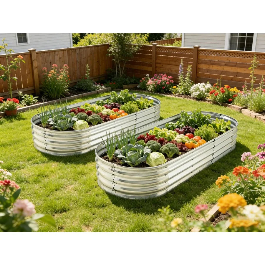 Metal Raised Garden Bed Planter For Vegetables And Herbs