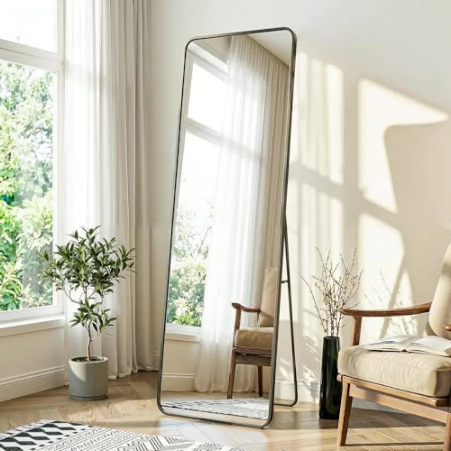 Full Length Floor Mirror With Rounded Corners For Bedroom Wall Mount