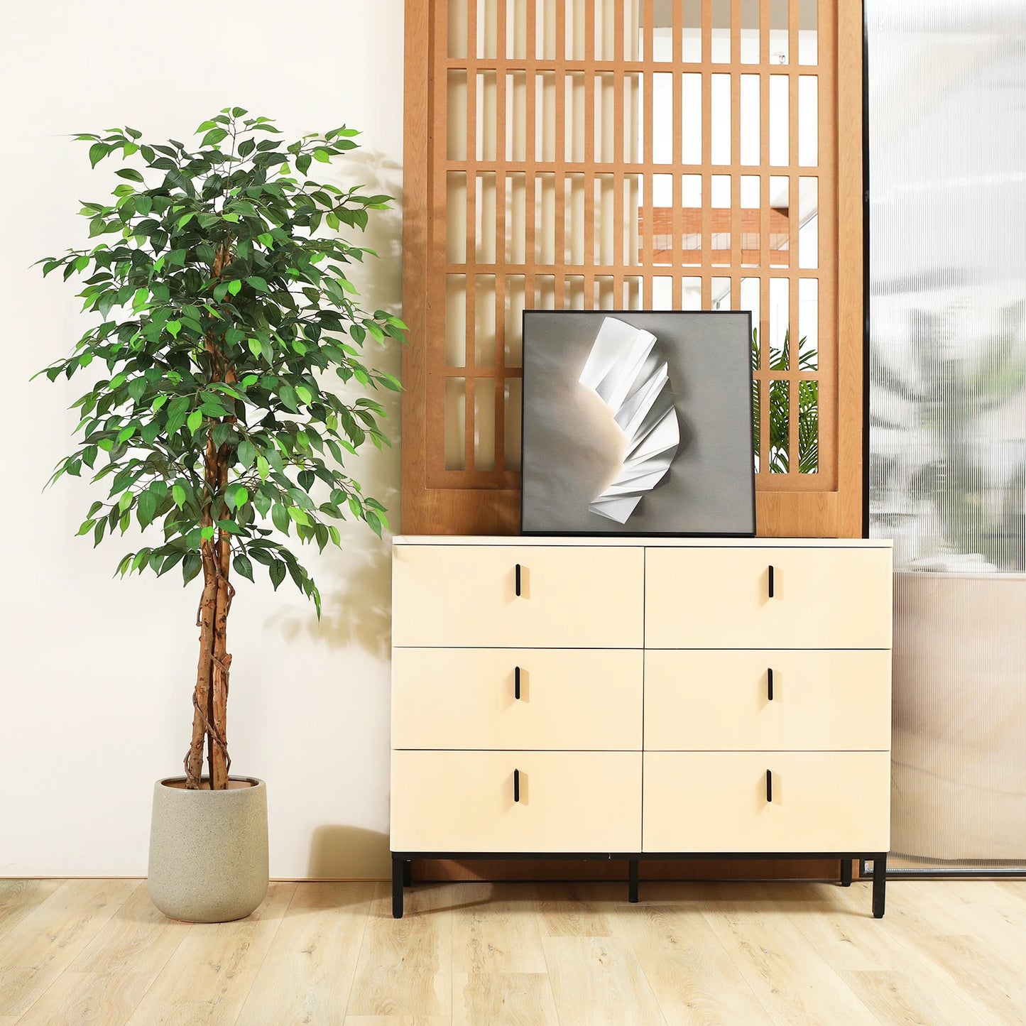 KAZEILA Artificial Ficus Tree With Silk Leaves In Nursery Pot