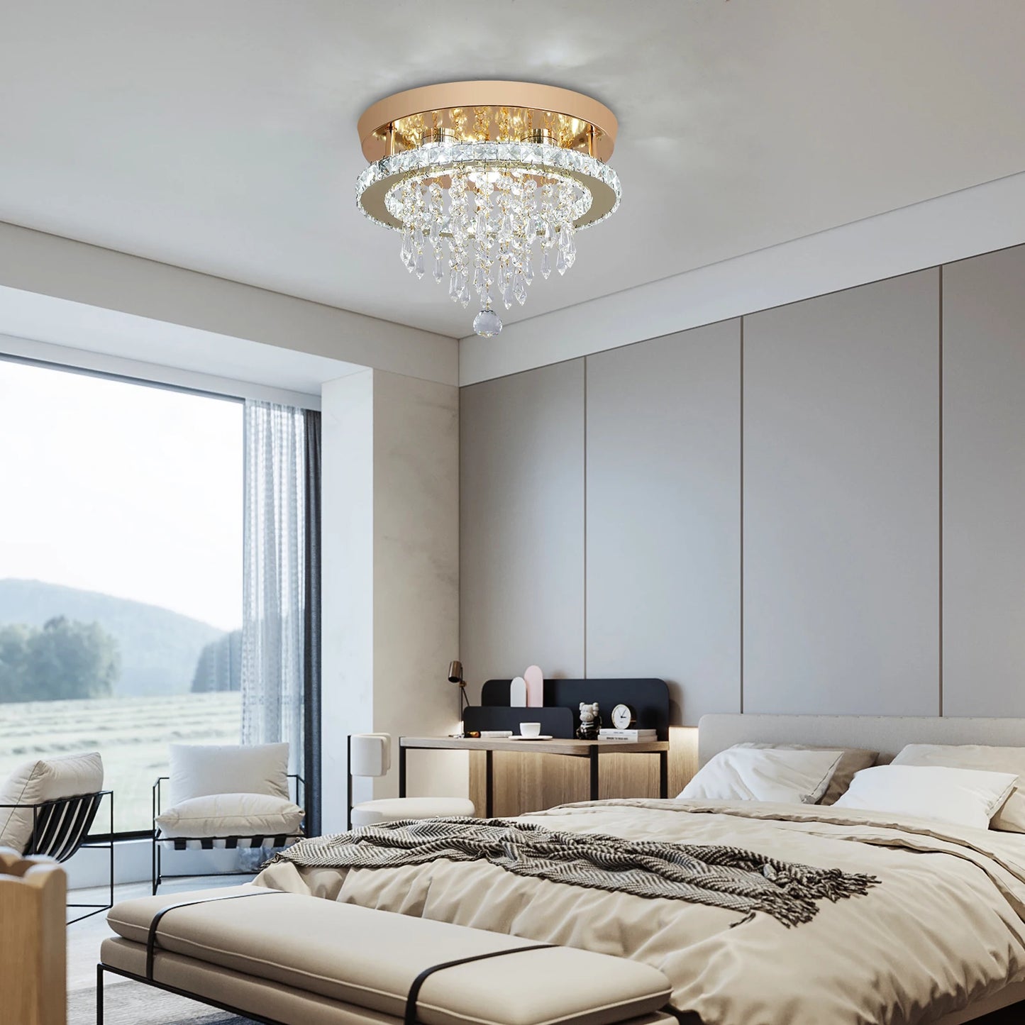 GreeLustr Luxury Crystal Chandelier Modern Gold Led Ceiling Light