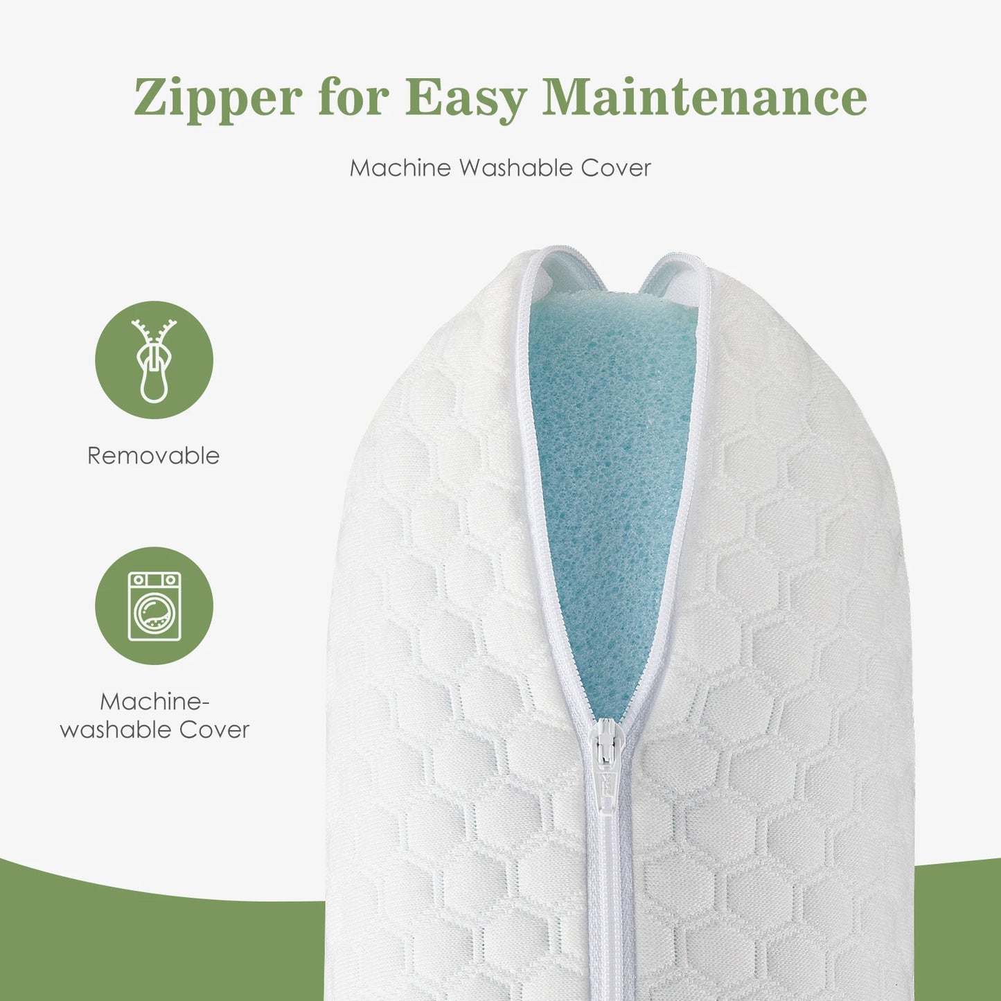 JHK 2 Pack Memory Foam Cooling Neck Pillows With Washable Covers