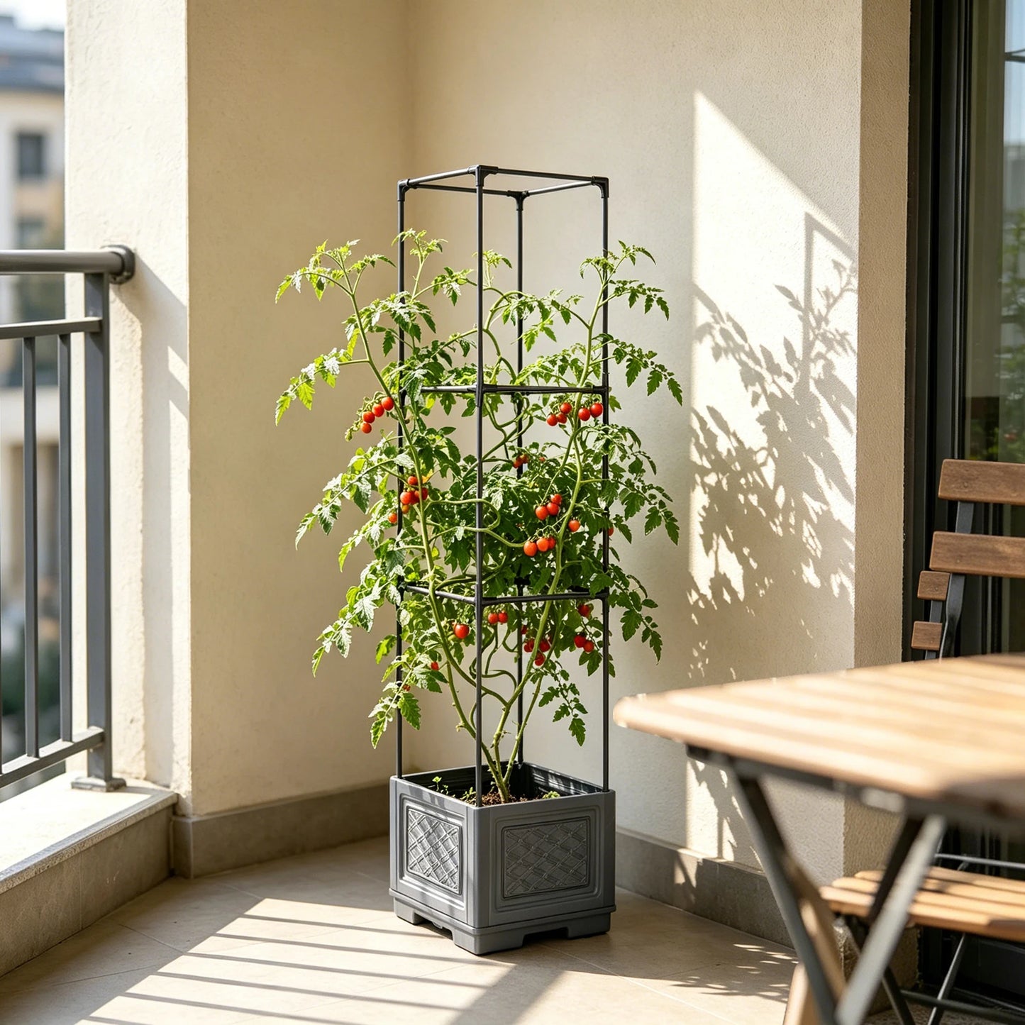 ALIILEE Three-Layer Self Planting Wheeled Garden Planter Box Trellis