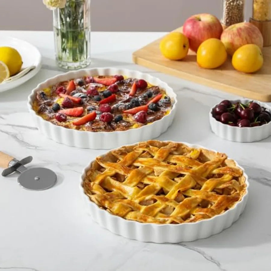 Porcelain Pie Pan Quiche Baking Dish Nonstick Round Tart Pan
